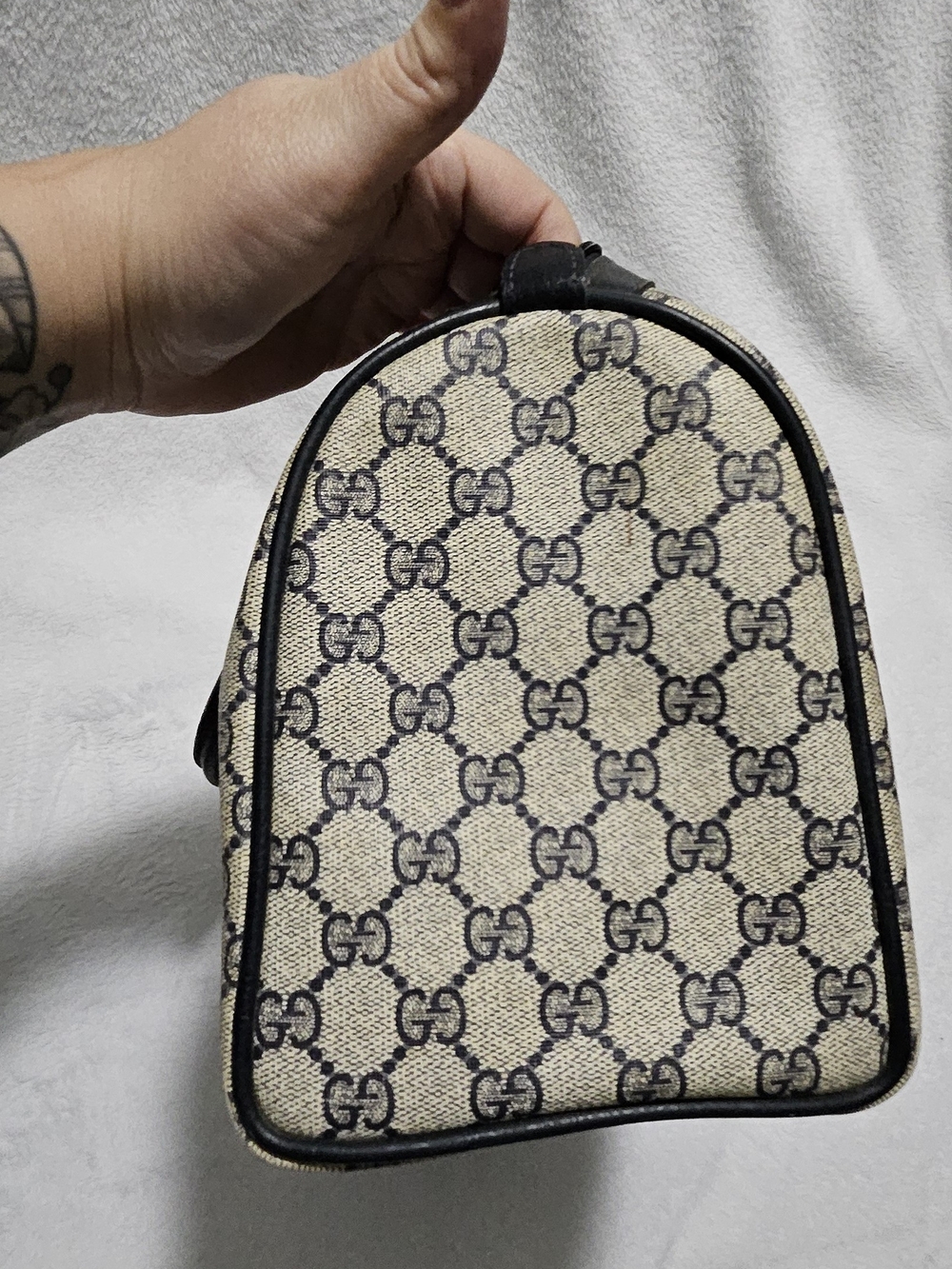 Vintage Blue Gucci Canvas Tote with Wallet and Makeup Bag - Picture 5 of 16